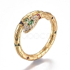 Brass Micro Pave Cubic Zirconia Cuff Rings RJEW-G108-03G-4