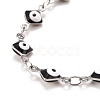 Enamel Rhombus with Evil Eye Link Chains Bracelet BJEW-P271-03P-04-2