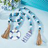 2Pcs 2 Styles Wood Beaded Hanging Ornaments HJEW-GF0001-56B-3
