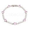 Brass Pave Cubic Zirconia Heart Link Chain Bracelets for Women KK-CBA68DA-10P-02-4