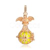 Golden Plated Brass Hollow Round Cage Pendants KK-J251-04G-1
