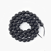 Faceted Round Natural Black Stone Beads Strands G-E302-066-6mm-3