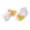Natural Amber Chip & Shell Pearl Pendants PALLOY-JF05550-2