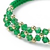 Glass Braided Flower Link Bracelet for Women BJEW-TA00130-01-4