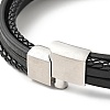 Cowhide Multi-strand Bracelet with 304 Stainless Steel Magnetic Clasps BJEW-H552-02P-3