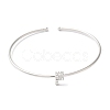 Rack Plating Brass Micro Pave Clear Cubic Zirconia Letter Open Cuff Bangles BJEW-A018-01P-F-2