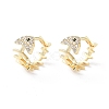 Brass Micro Pave Cubic Zirconia Hoop Earrings EJEW-P259-17G-1