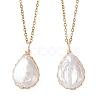 Baroque Natural Keshi Pearl Teardrop Pendant 304 Stainless Steel Cable Chain Necklaces for Women NJEW-JN05757-2
