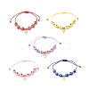 Brass Tiny Cross Charms Braided Beaded Bracelets for Women BJEW-JB08743-1