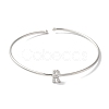 Rack Plating Brass Micro Pave Clear Cubic Zirconia Letter Open Cuff Bangles BJEW-A018-01P-R-2