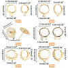 12Pcs 2 Style Brass Huggie Hoop Earring with 2Pcs Ring Stud Earring Findings KK-PH0002-84-4