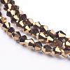 1 Strand Faceted Bicone Full Copper Plated Glass Beads Strands X-EGLA-J026-3mm-F16-2