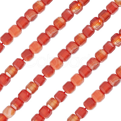 1 Strand Dyed Natural Red Banded Agate/Striped Agate Beads Strands G-TA0003-36-1