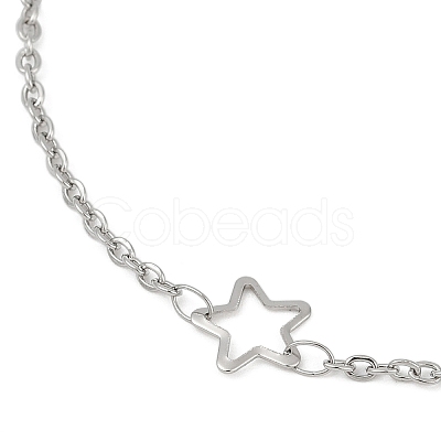 Tarnish Resistant 304 Stainless Steel Cable Chain Anklets AJEW-H104-06P-1