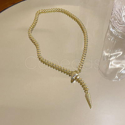 Adjustable Brass Snake Lariat Necklaces for Women FS-WGAF582-01-1