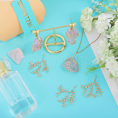 8Pcs Brass Leaf Pendants KK-CA0002-79-1