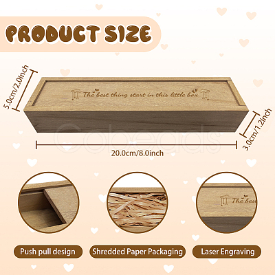 Rectangle Wooden Pregnancy Test Keepsake Box with Slide Cover CON-WH0102-005-1