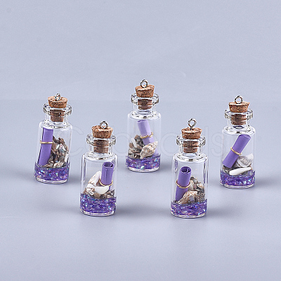 Glass Wishing Bottle Pendant Decorations A-GLAA-S181-02A-1