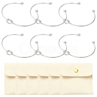 6Pcs Knot Shape Cuff Bangle BJEW-YW0001-19-1