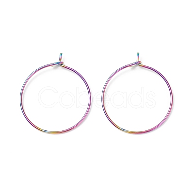 Ion Plating(IP) 316 Surgical Stainless Steel Hoop Earrings Findings STAS-F149-32M-E-1