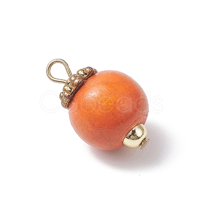Wood with Alloy Pendants PALLOY-JF04557-1