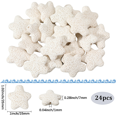 24Pcs Star Synthetic Lava Rock Beads G-PA0002-25B-1