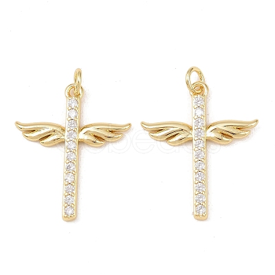 Brass Micro Pave Cubic Zirconia Pendants KK-G544-22G-1