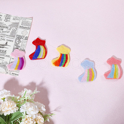 5Pcs 5 Colors Handmade Felt Needle Felting Rainbow Star Ornaments DIY-CA0006-54-1