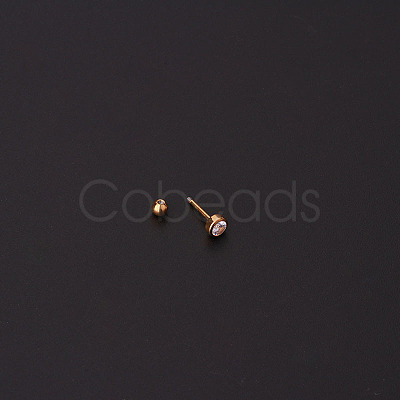316L Surgical Stainless Steel Micro Pave Clear Cubic Zirconia Cartilage Earrings WG35966-02-1