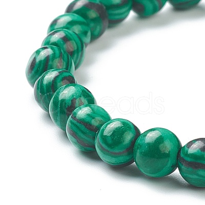 Synthetic Malachite Beaded Stretch Bracelets BJEW-A117-B-16-1