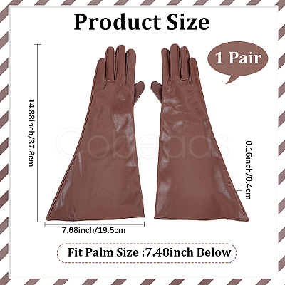 1 Pair PU Leather Long Whole Finger Gloves AJEW-CL0005-12A-1