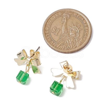 Alloy with Glass Dangle Stud Earrings EJEW-JE06118-1