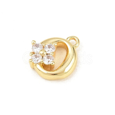 Brass Micro Pave Clear Cubic Zirconia Charms KK-Z151-18G-O-1