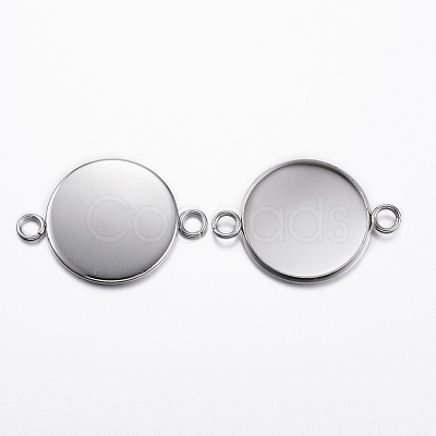 Tarnish Resistant 304 Stainless Steel Cabochon Connector Settings X-STAS-P161-29-20mm-1
