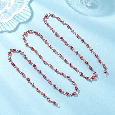 Oval Glass Beaded Link Chains AJEW-JB01471-02-1