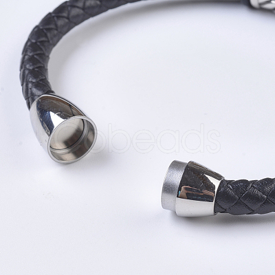 Men's Braided Leather Cord Bracelets BJEW-P194-11-1