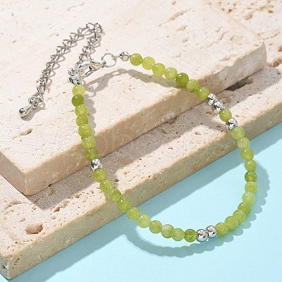 Natural Peridot Bead Bracelet ZW6419-4-1