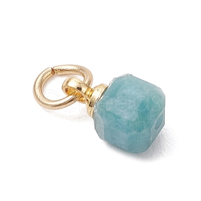 Natural Colorful Tourmaline Table Cut Cube Charms with 304 Stainless Steel Findings X-PALLOY-JF04873-1