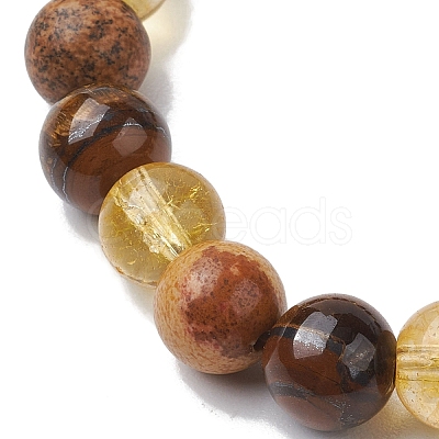 8mm Round Natural Tiger Eye & Picture Jasper BJEW-JB10625-03-1