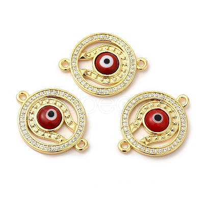 Rack Plating Real 18K Gold Plated Brass Micro Pave Clear Cubic Zirconia Connector Charms ZIRC-L102-03G-1