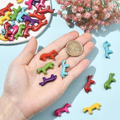 28Pcs 7 Colors Synthetic Turquoise Beads G-FS0005-94-1