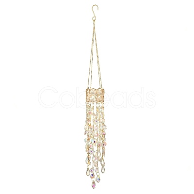 Crystal Glass & Iron Hanging Suncatchers HJEW-SP0001-88B-1