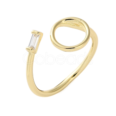 Brass Micro Pave Clear Cubic Zirconia Cuff Rings RJEW-F103-05-G-1