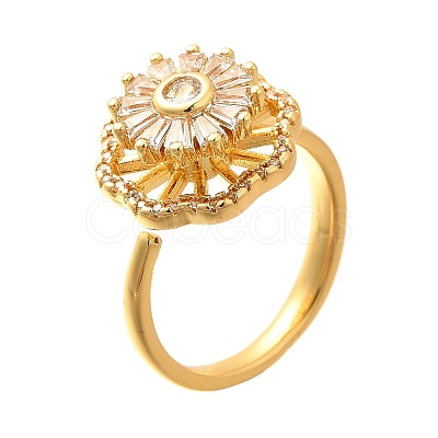 Flower Rotatable Finger Ring for Women RJEW-U035-01G-05-1