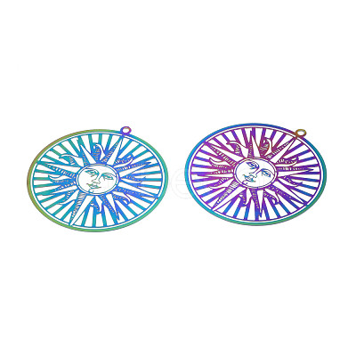 Ion Plating(IP) 201 Stainless Steel Filigree Big Pendants STAS-S118-079-1