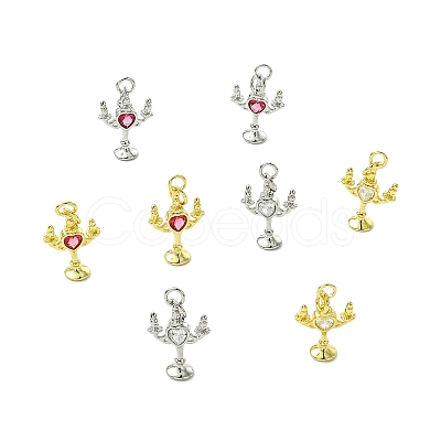 8Pcs 4 Styles Brass Micro Pave Cubic Zirconia Pendants KK-CJ0004-23-1