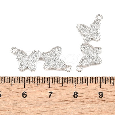 Brass Micro Pave Clear Cubic Zirconia Connector Charms CU-CBA908F-04P-06-1