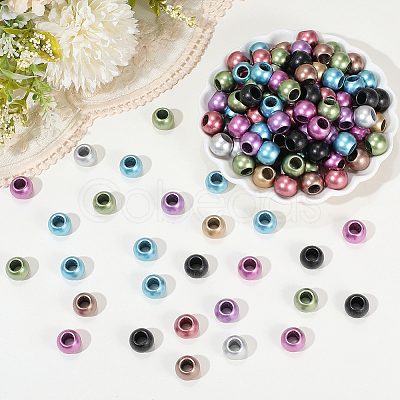 300Pcs Matte Rondelle Spray Painted Acrylic European Beads OACR-PA0001-74-1