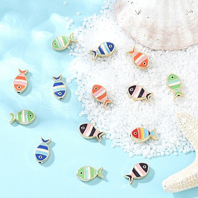 20Pcs Light Gold Tone Alloy Enamel Beads FIND-YW0010-21-1