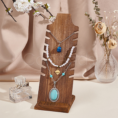Wooden Slant Back Necklace Display Board NDIS-WH0016-04B-01-1